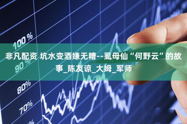 非凡配资 坑水变酒嫌无糟--虱母仙“何野云”的故事_陈友谅_大姆_军师