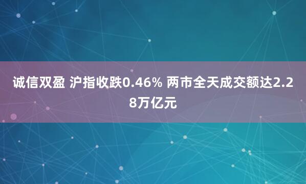 诚信双盈 沪指收跌0.46% 两市全天成交额达2.28万亿元