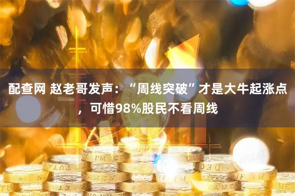 配查网 赵老哥发声：“周线突破”才是大牛起涨点，可惜98%股民不看周线